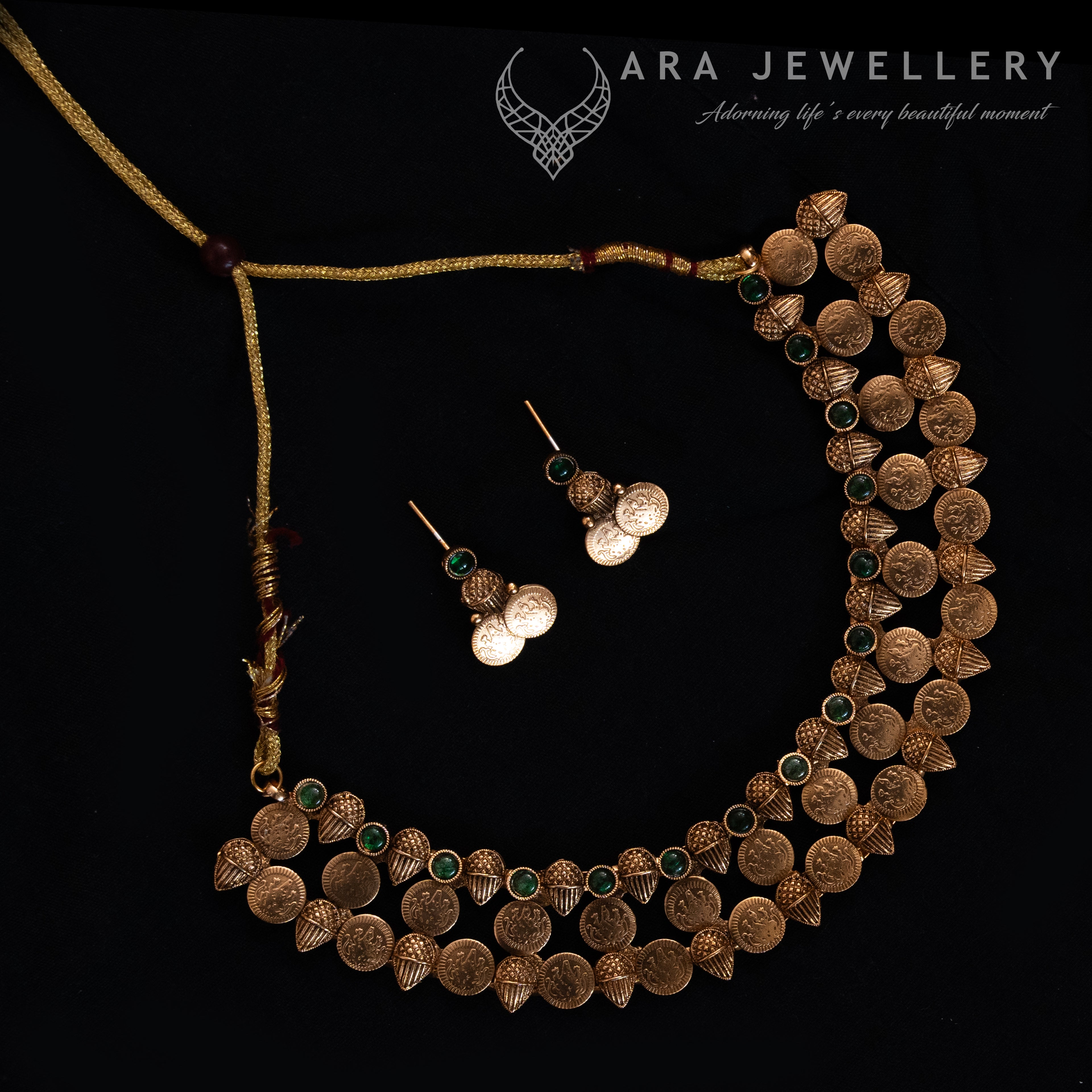 Lakshmi Coin necklace (Green)