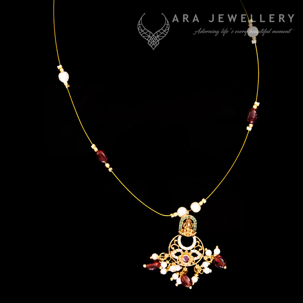 Lakshmi Design Invisible Chain With Maroon Beads