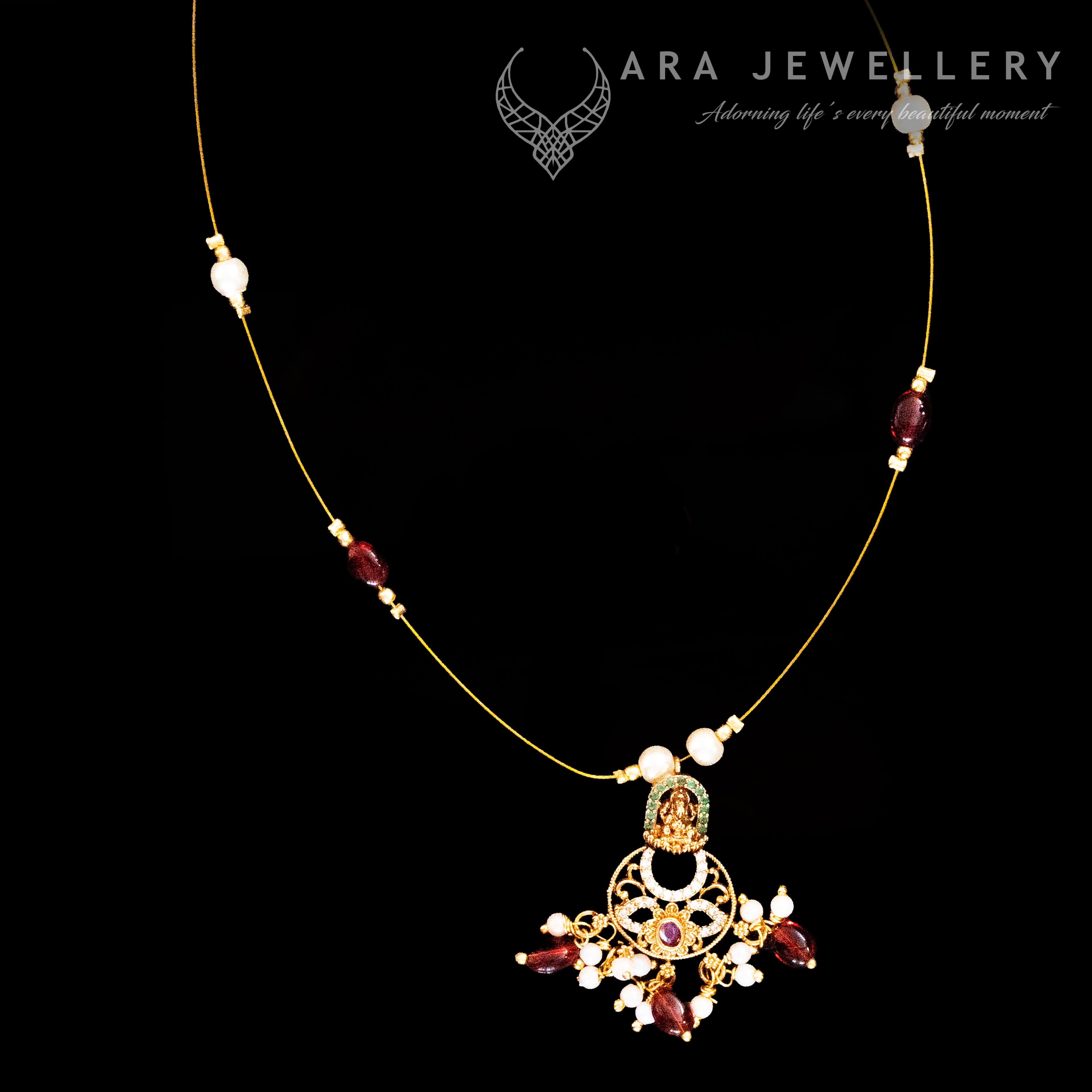 Lakshmi Design Invisible Chain With Maroon Beads