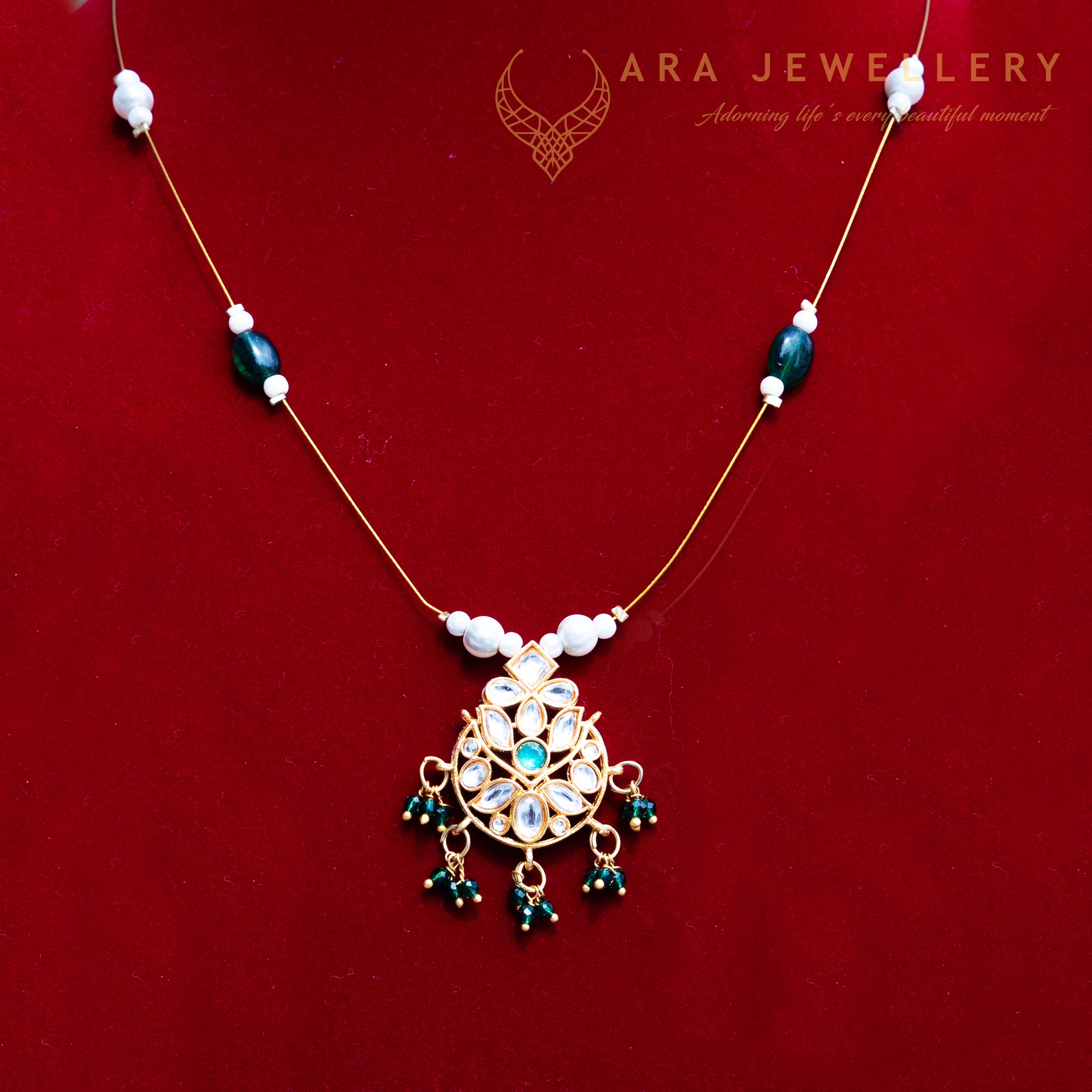 Kundan Inspired Invisible Chain (Green)