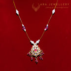 Kundan Design Inspired Invisible Chain (Pink)