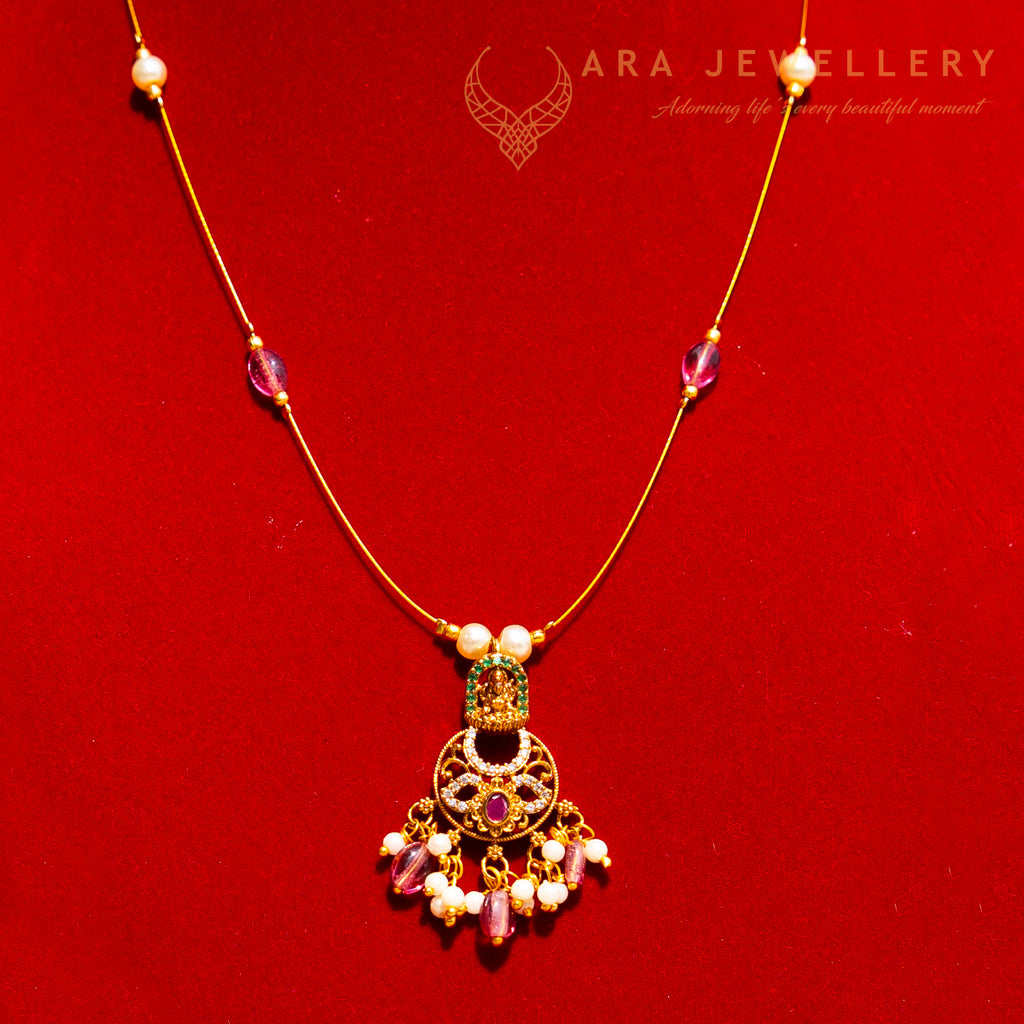 Lakshmi Design Invisible Chain With Pink Beads