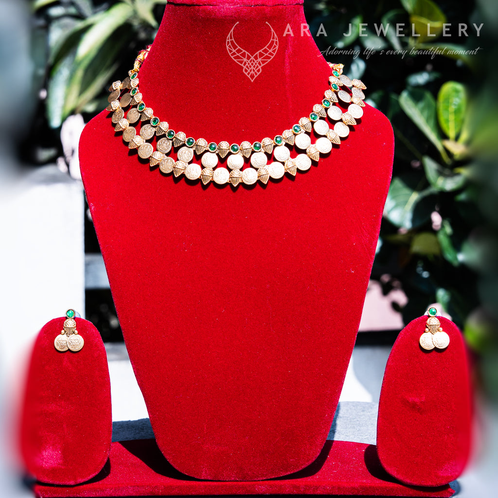 Lakshmi Coin necklace (Green)