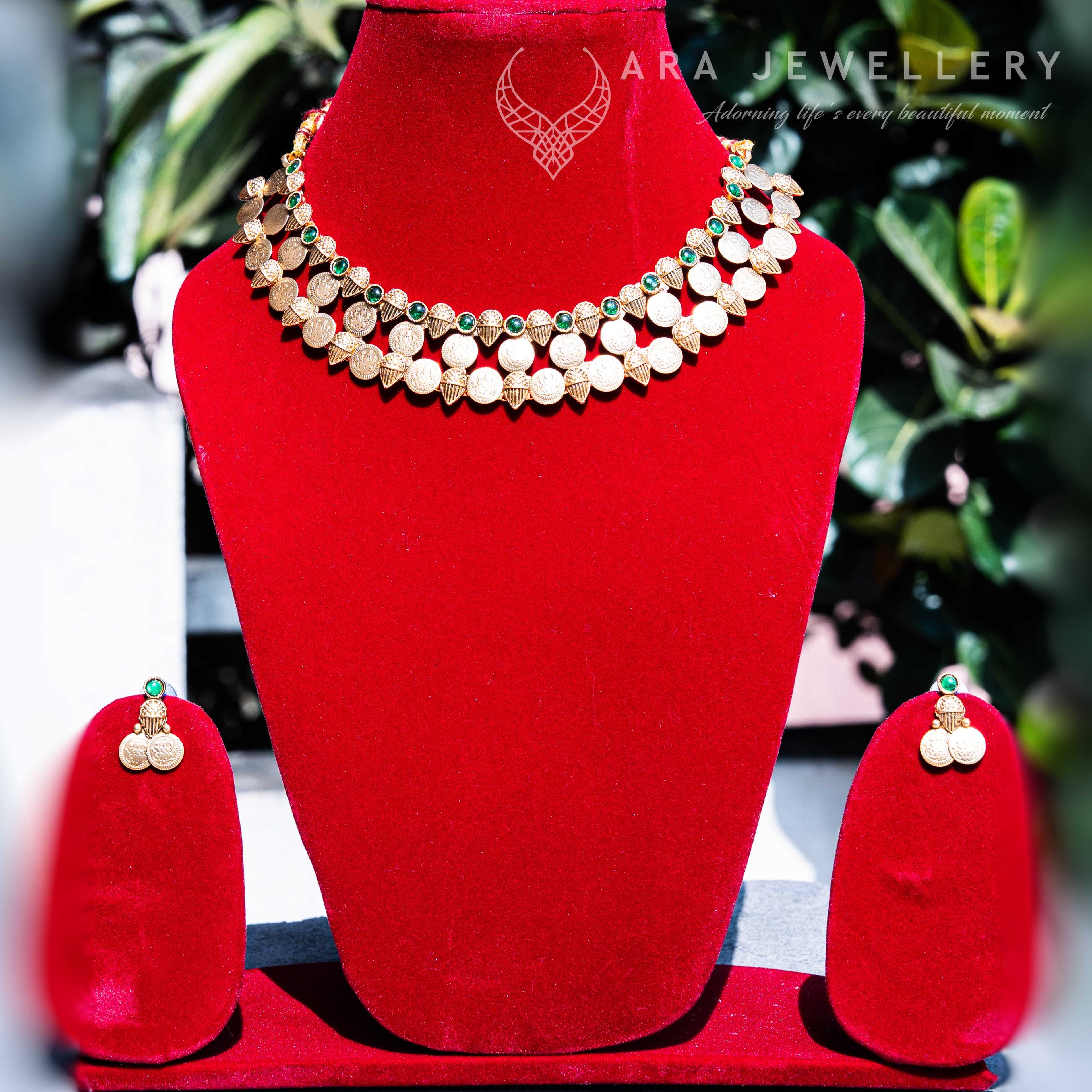 Lakshmi Coin necklace (Green)